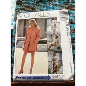 McCalls 7501 pattern jacket tunic top pull-on pants pullon skirt size 20 22 24